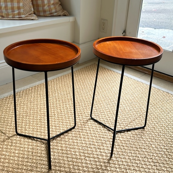 🚫NOT f/ SALE🚫 MCM Vintage small round side table wood/metal - Picture 10 of 10